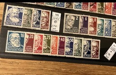 German DDR 1952 Mi 327-341 used 1952 MNH MH & used 4 cards