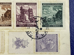 1941 BOHEMIA & MORAVIA TAB REGISTERED PRAGUE TO DOBRIS, Czech Republic.