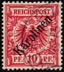 Caroline Islands – 1899 – 10pf Carmine Overprinted German Issue # 3a Town Cancel