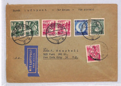 Germany RHEINLAND-PFALZ *Goethe* 1949 Air Mail Cover Bad Kreuznach USA NY YG236