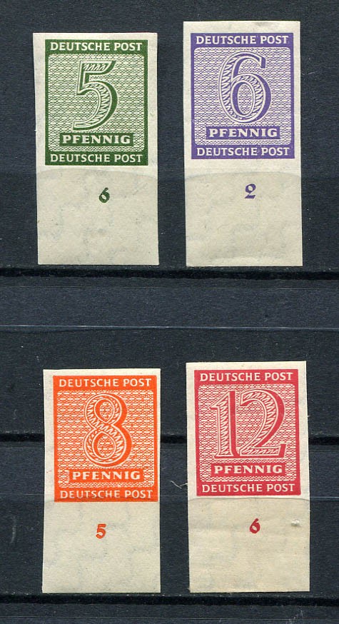 Germany – AMG – Soviet Zone – West Saxony : Freimarken set from 1945 mint imperf