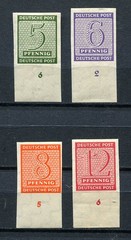 Germany – AMG – Soviet Zone – West Saxony : Freimarken set from 1945 mint imperf