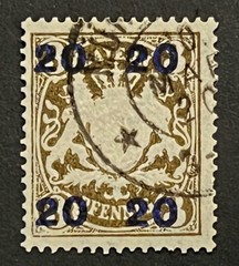 Travelstamps: 1920 Germany Bayern Overprint Stamp Mi 177 – Used Handstamped