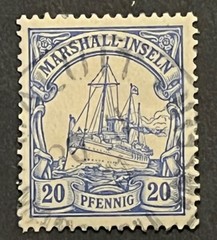 Travelstamps: GERMANY MARSHALL ISLANDS STAMPS Kaiser’s Yacht 20pf UnWMK Used