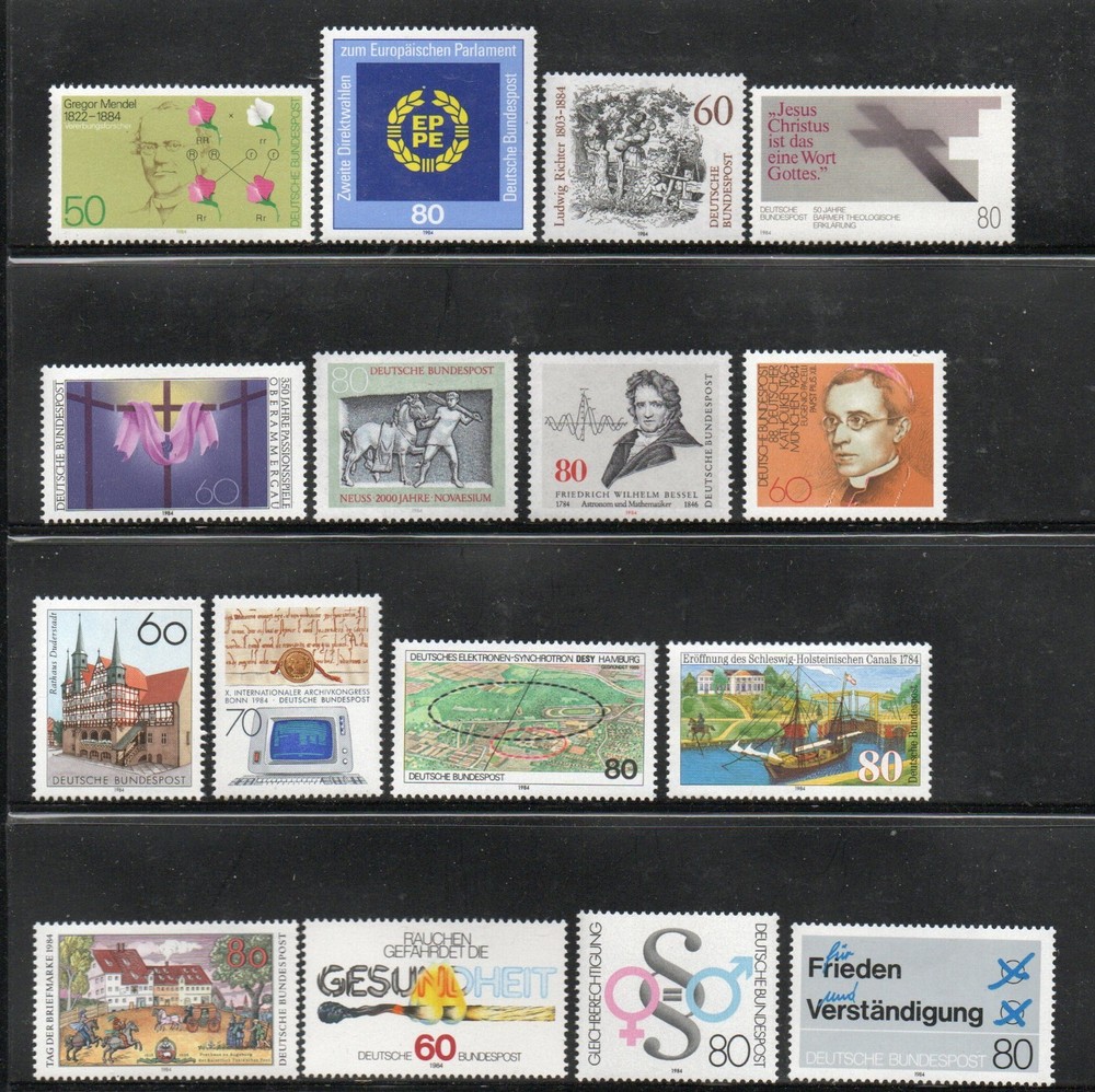 GERMANY – 1984 – COMMEMORATIVE ISSUES – 16 DIFFERENT STAMPS – MNH
