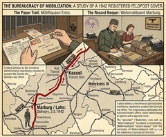1942 WWII German Registered Feldpost Mühlhausen Marburg Landesschützen frontOnly