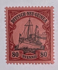 Travelstamps: GERMAN NEW GUINEA STAMPS Kaiser’s Yacht, 80 Pfennig, Mint OG