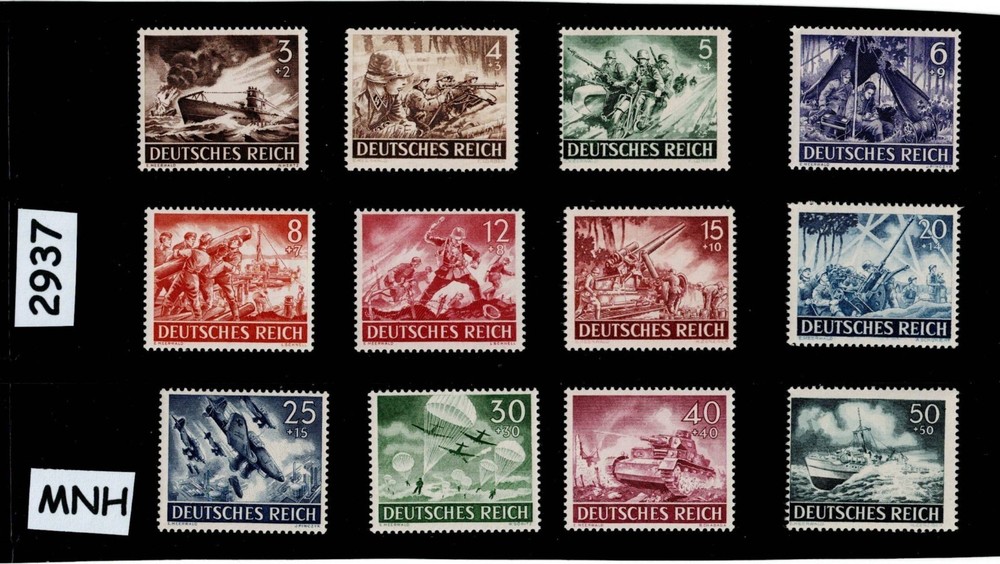 MNH Stamp set B218 -229 1943 German Military Hero’s WWII War machines #2937