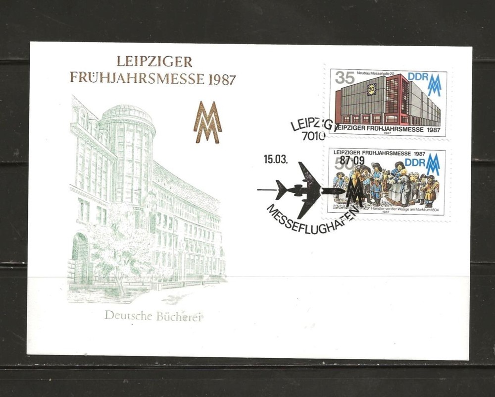 GERMANY DDR – 1987 LEIPZIG SPRING FAIR FIRST DAY POSTAL CARD- SC. 2592-93 – N671