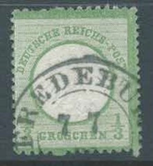 GERMANY EMPIRE 1872 SG2 1/3g Yellow-Gr Eagle Small Shield OC Good Used Cat £65