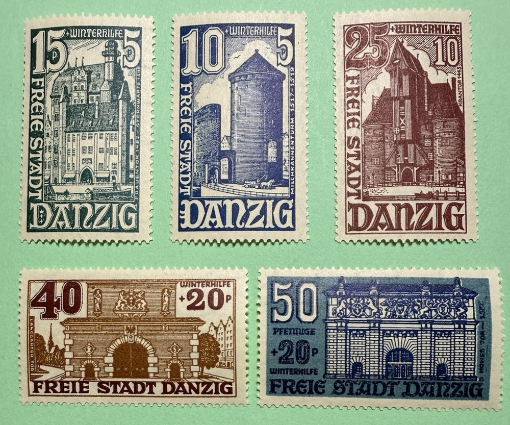 1936 Germany Freie Stadt DANZIG Poland GDANSK Sc#B15-B19 MLH (*) XF