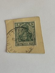 German Deutsches Reich Stamp 5 Pf Green Lozenge Watermark