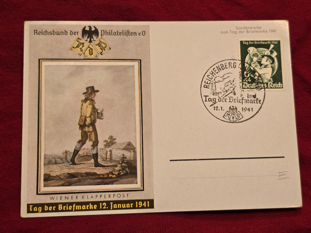 WW2 WWII German Third Reich Tag Der Briefmarke 1941 postcard w Special Cancel