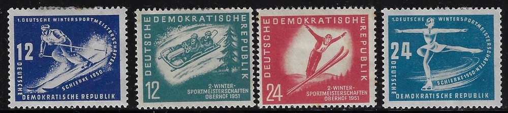 Germany: 1951; -1952, DDR, winter sports, Mint hinged, minimun rust, EBA027