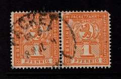 Germany 1899 1p Dk Orange Berlin Private Post Pair Used – S58675