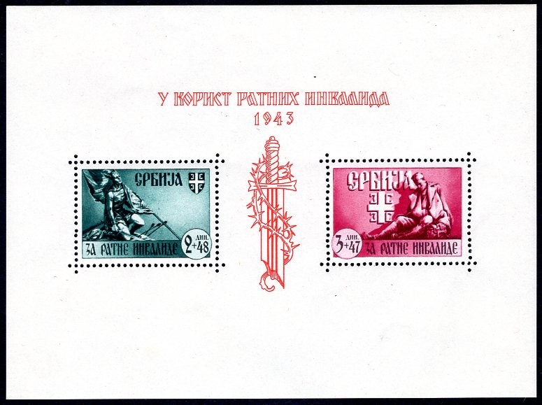 OCCUPATION WW II SERBIA 1943 BLOCK4III ** MNH FLAWLESS variety 1000€(H5326