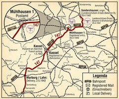 1942 WWII German Registered Feldpost Mühlhausen Marburg Landesschützen frontOnly
