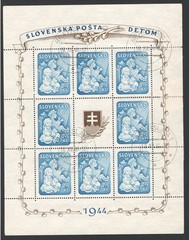 SLOVAKIA WW2 GERMAN PUPPET STATE 1944 B27a WELFARE SHEET SCARCE VERY FINE USED