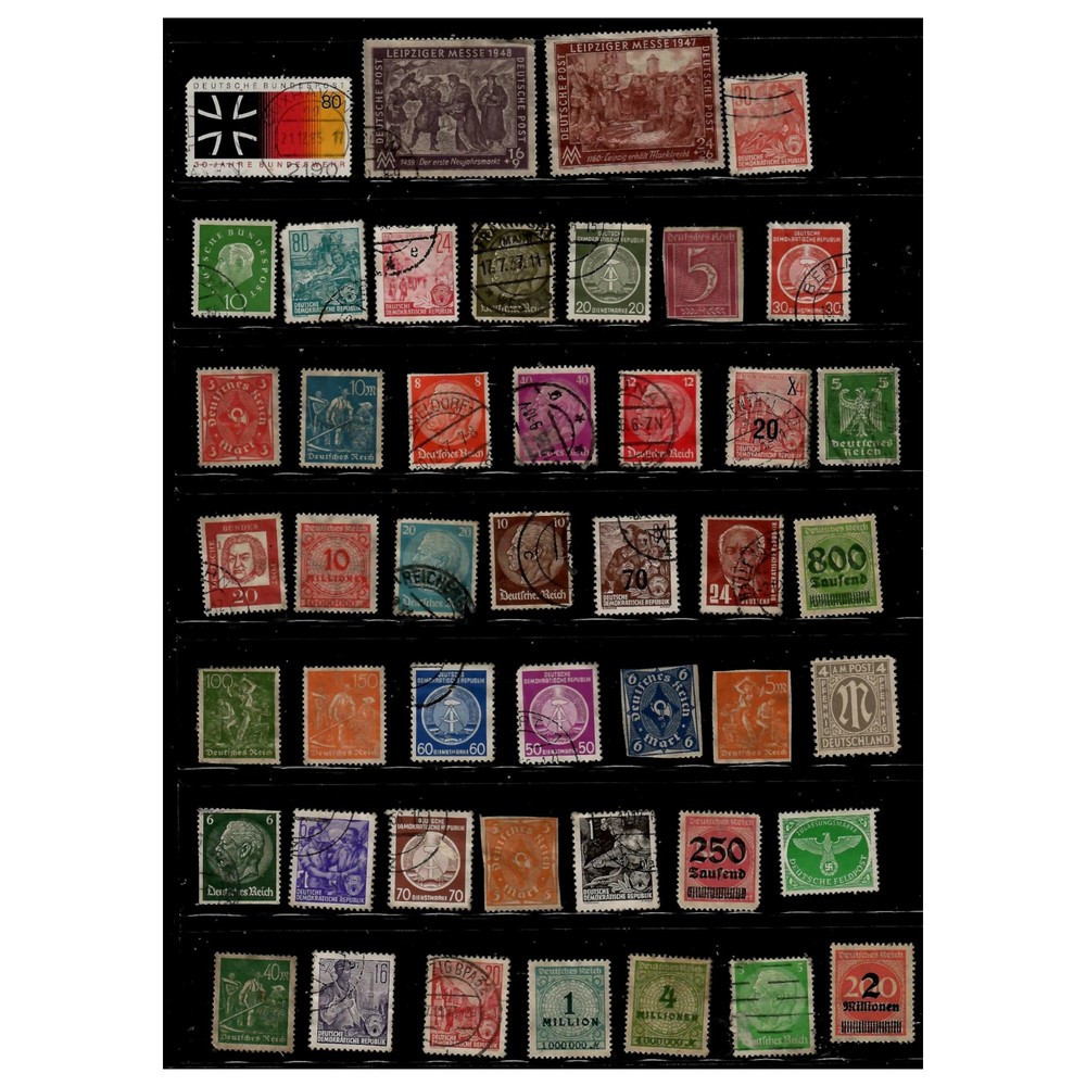 Job Lot ot 46 German Stamps 1920’s-1980’s Some Over Prints Bundle Mixed VFU