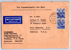 GERMANY 1948 POSTAL AIRMAIL COVER MULT FRANKING ADDR USA POSTMARK HEIDELBERG