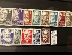German DDR 1952 Mi 327-341 used 1952 MNH MH & used 4 cards
