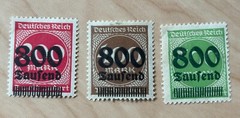 Deutsches Reich/German empire, 3 overpints of 800 thousand on 200, 400, 500 MNH