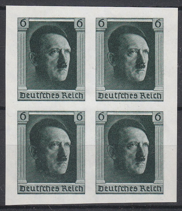 Stamp Germany Mi 647 Sc B103 Block 1937 WWII War Reich Adolf Birthday Imperf MNH