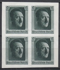 Stamp Germany Mi 647 Sc B103 Block 1937 WWII War Reich Adolf Birthday Imperf MNH