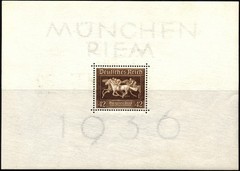 Germany #B90 Brown Ribbon Horse Race Semi Postal Souvenir Sheet 1936 Mint NH OG