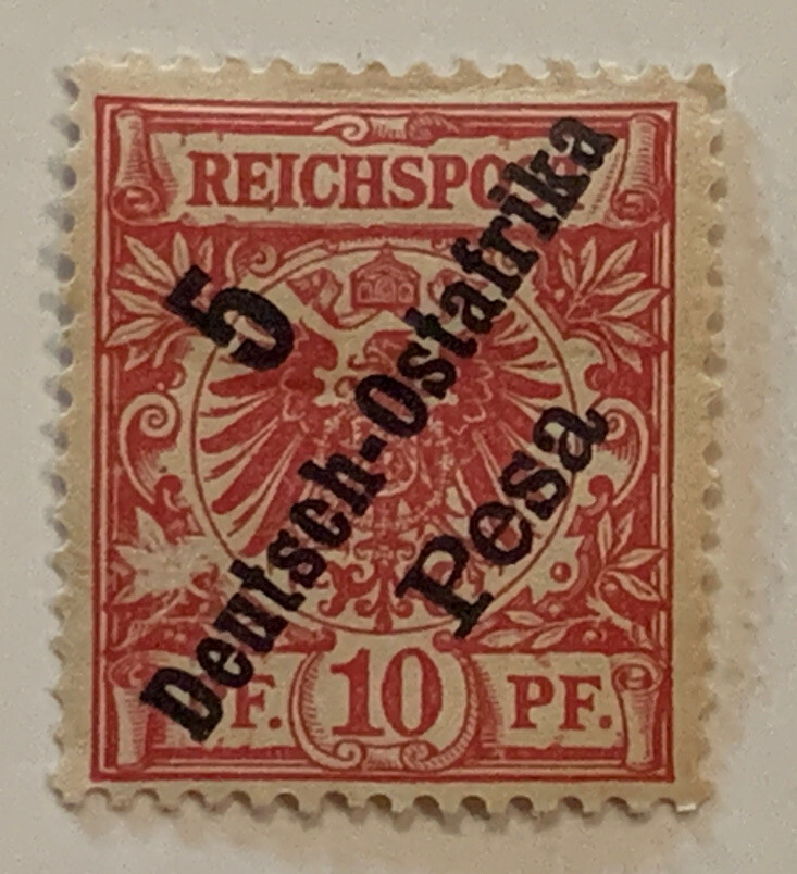 Travelstamps; Germany East Africa Stamps Overprint 5 Pesa on 10pf Mint OG SIGNED
