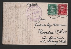 GERMANY TO UK 1927 WESTERNLAND POSTED AT SEA ON TURBINE DRIVEN SHIP „COBRA“