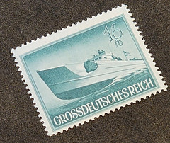 ERROR! WW2 WWII German Third Reich Nazi Variety Stamp MI 881 I Kriegsmarine boat