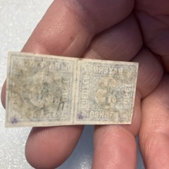 7 USED Antique Authentic Bavaria Bayern Stamps Blue 3 Kreuzer Numeral; 1850-1862