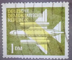 Rare used Airmail GDR stamp (Wz 2 lying), type. auction value 1200 eur
