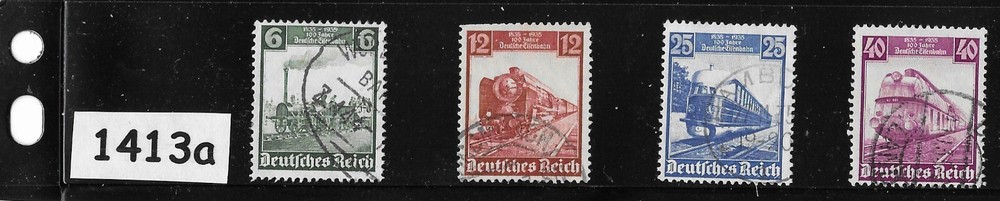 Stamp set 459-462 / Vintage Trains / WWII Germany / Third Reich / 1935 #1413a