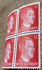 Block of 4 Adolph Hitler 12 pfennings postage stamps MNH. WW2 era