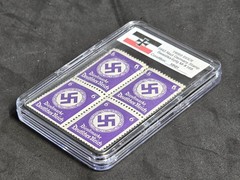 Third Reich WWII Nazi German NSDAP Swastika Stamp Block NSDAP MNH w Slab Case
