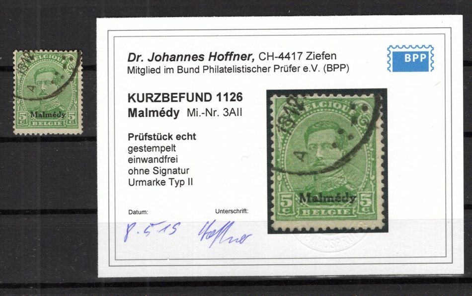 Malmedy 3AII Good Type Postmarked BPP Certificate Eur ( B8162
