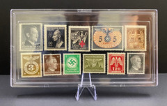 WWII Germany MNH Stamp Display – 10 Different Deutsches Reich in Acrylic Case