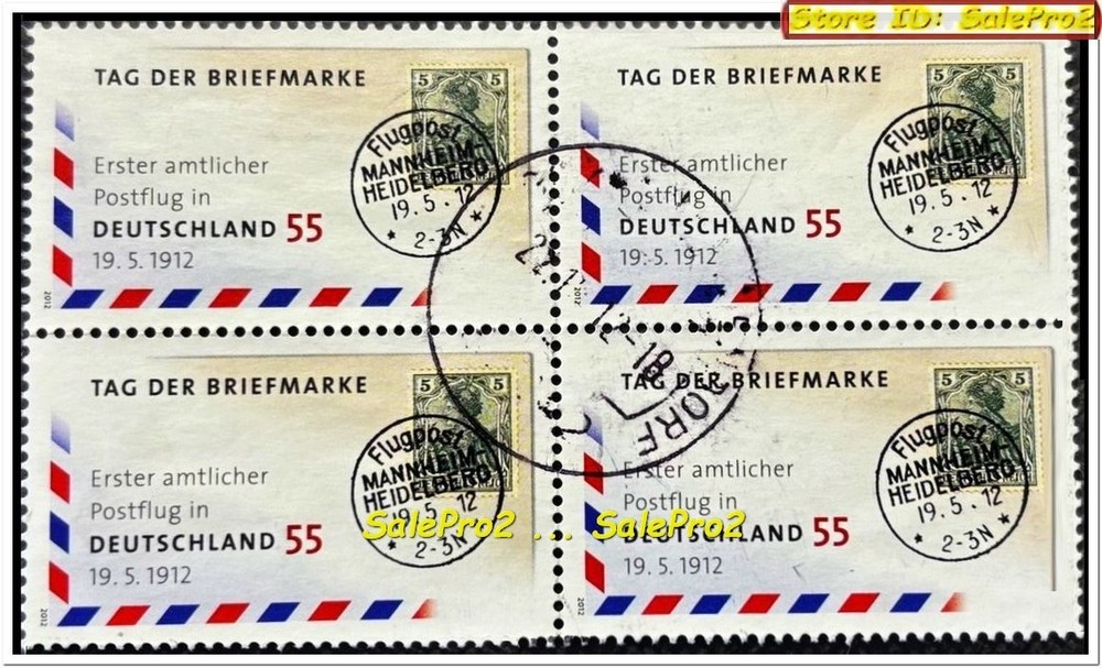 GERMANY 2012 TAG DER BRIEFMARKE DEUTSCHLAND FV FACE 2.20 EURO STAMP BLOCK