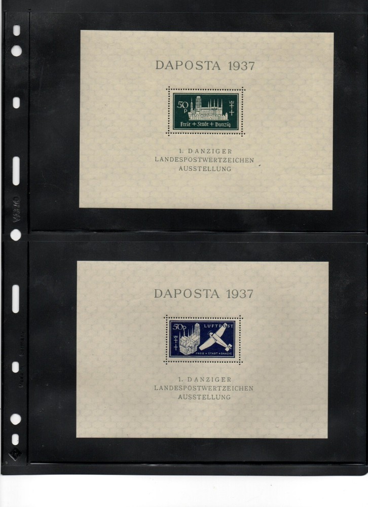 Germany Poland Danzig Philatelic Exibition „DAPOSTA“ 1937 Souvenir Sheets, MH