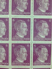 GERMANY REICH 1941 ADOLF HITLER HEAD PURPLE 6PF SHEET OF 100 STAMPS, NO GUM, NH