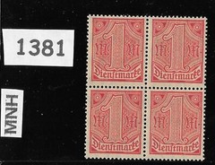 #1381 MNH Stamp block Scott 010 Official Weimar Republic Germany 1920-1921