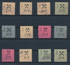 GERMANY (1945) GROSRASCHEN POST WW2 LOCAL PROVISIONALS SET (12) *RARE*
