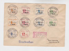 spremberg 1946 set of ten local stamps on Reg.cover to hamburg.rare! o1334