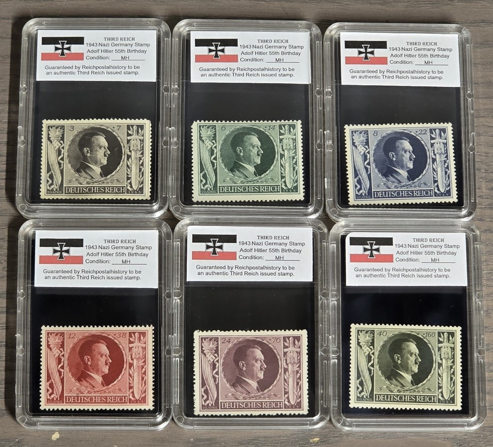 Third Reich WWII Nazi German Adolf Hitler 55th Birthday NSDAP Stamp Set 1943