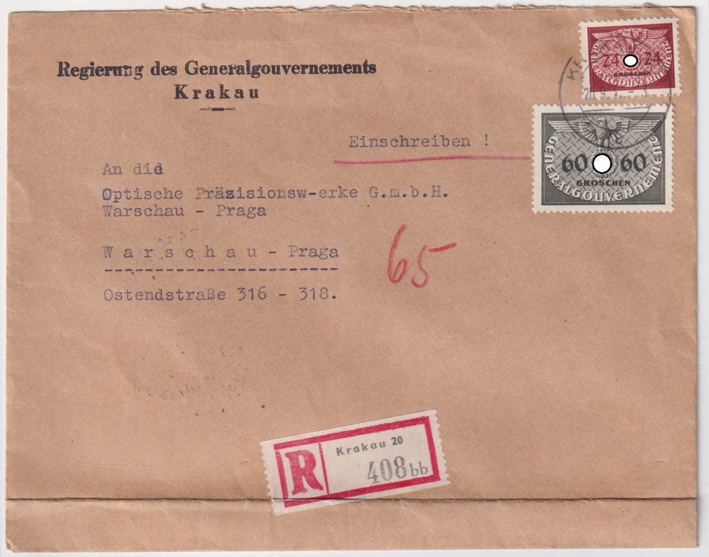 General Government R-Letter Government of the General Government Krakau 1942