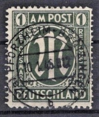 Germany 1945 1m dk olive green A.M.G. Occupation Sc# 3N20 Used ZAYIX