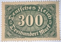 Travelstamps: 1922 Germany Stamps Deutsches Reich 300 Mark Mi. Nr. 249, MNH
