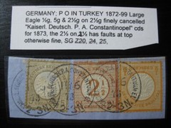 TURKEY GERMAN OFFICES Mi. #V18, V22, V29 forerunner stamps on piece! CV $480.00